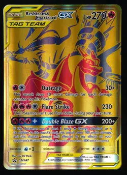 Pokemon GX Reshiram & Charizard Tag Team SM247 Blackstar Promo Holo Jumbo Card - Image 1
