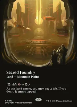 MTG Sacred Foundry - Galaxy Foil - Borderless, NM-Mint, English Edge of Eterniti - Image 1