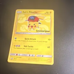 Pokemon TCG Ash's Pikachu SM111 Promo 70 HP Quick Attack Volt Tackle - Image 1