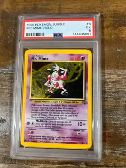 POKEMON 1999 Jungle MR. MIME Holo #6 PSA 5 RARE - Image 1