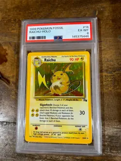 Pokemon 1999 Fossil RAICHU Holo #14 PSA 6 RARE - Image 1