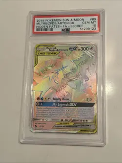 2019 Pokemon SM Hidden Fates Moltres Zapdos ArticunoTag Team GX #69/68 PSA 10 - Image 1