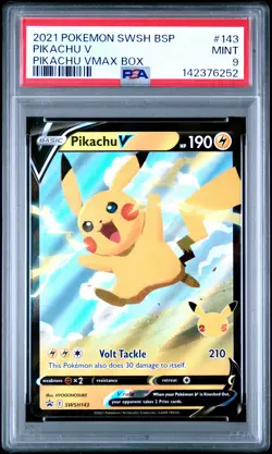 PIKACHU V 143 VMAX BOX SWSH BLACK STAR PROMO POKEMON PSA 9 - Image 1