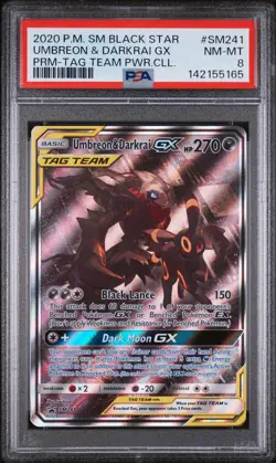 UMBREON & DARKRAI GX SM241 TAG TEAM POWERS COLLECTION POKEMON PSA 8 - Image 1