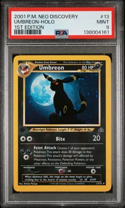2001 POKEMON NEO DISCOVERY 1ST ED #13 UMBREON-HOLO PSA 9 - Image 1
