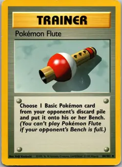 Pokemon Flute Uncommon Base Set (Shadowless) 086/102 NM - Image 1