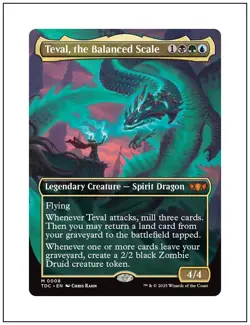 1x Teval, the Balanced Scale, Borderless Art, Tarkir Dragonstorm, Magic MTG NM - Image 1