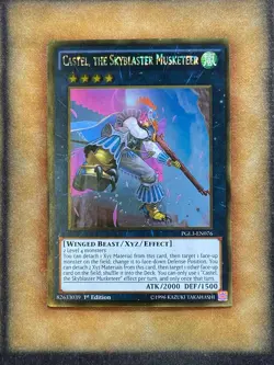 Yugioh Castel, the Skyblaster Musketeer PGL3-EN076 Gold Rare 1st Ed NM - Image 1