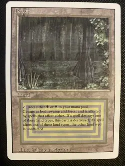 English - MTG Bayou - Revised - Damaged, Sleeve Playable (slight Crease) - Image 1
