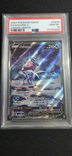 Suicune V GG38/GG70 PSA 10 Gem Mint 2023 Pokemon SWSH Crown Zenith - Image 1
