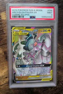 Arceus Dialga Palkia GX 156/236 Sun & Moon Cosmic Eclipse Pokemon Card PSA 9 - Image 1