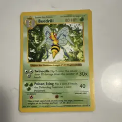 Pokemon TCG Beedrill Base Set Shadowless 017/102 80 HP Rare Regular English Card - Image 1