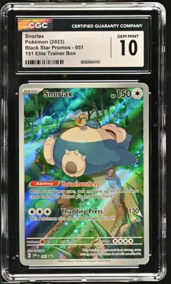 Pokemon GRADED Snorlax 151 ETB Promo 10 CGC 051 Black Star ENGLISH - Image 1