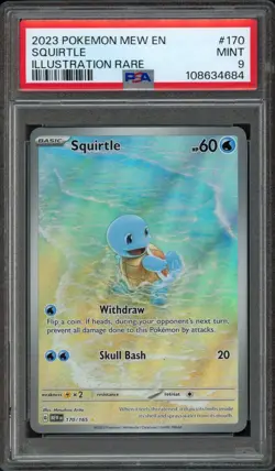 2023 Pokemon 151 Squirtle 170/165 PSA 9 Mint Illustration Rare - Image 1