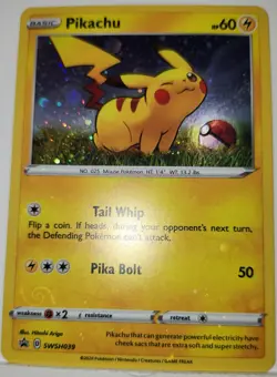 Pikachu HD Swirl 🌀 Cosmo Holo Bleed Error Pokemon Black Star Promo SWSH03 - Image 2