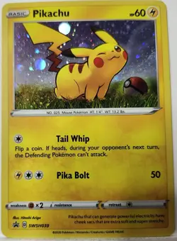Pikachu HD Swirl 🌀 Cosmo Holo Bleed Error Pokemon Black Star Promo SWSH03 - Image 3