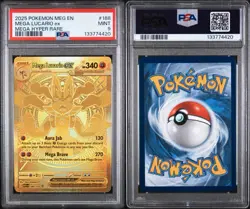 Pokemon 2025 Mega Lucario ex 188 Gold Mega Hyper Rare Mega Evolution PSA 9 - Image 1