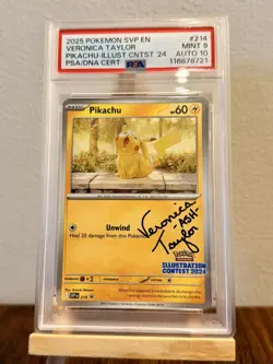 Pokemon Pikachu Illustration Contest Promo SIGNED Veronica Taylor PSA Auto 10 - Image 1