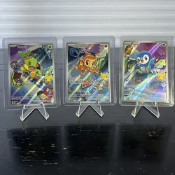 Pokemon First Partner Illustration Rare Turtwig Chimchar Piplup 30th Anniversary - Image 1