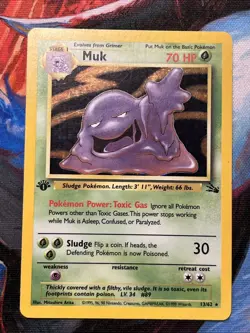 Pokemon TCG Muk 13/62 First Edition Fossil MP+ - Image 1