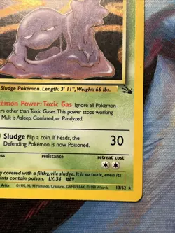 Pokemon TCG Muk 13/62 First Edition Fossil MP+ - Image 5