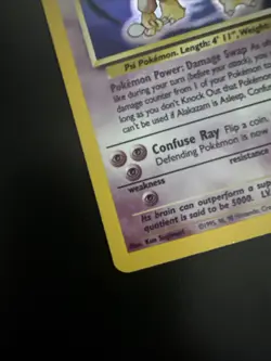 Pokemon TCG Alakazam Base Set Holo Card 1/102 Unlimited Rare - Image 3