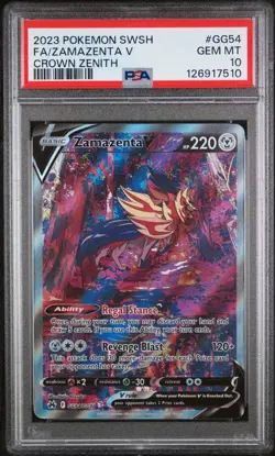 PSA 10 Zamazenta V GG54/GG70 SWSH Crown Zenith 2023 Pokemon GEM MINT - Image 1