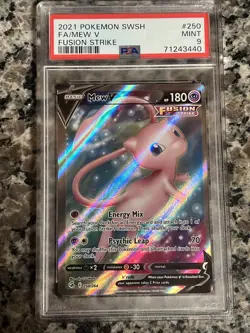 2021 Pokemon Mew V 250/264 Fusion Strike Full Art PSA 9 - Image 1