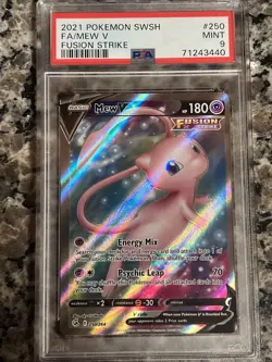 2021 Pokemon Mew V 250/264 Fusion Strike Full Art PSA 9 - Image 3