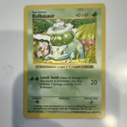 Pokemon TCG Bulbasaur Base Set Shadowless 44/102 40 HP Common Regular English - Image 1