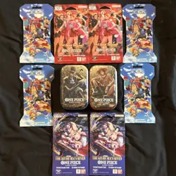 Bandai One Piece Lot of 2 Mini Tins 4 Blisters and 4 Sticker Collection SEALED - Image 1