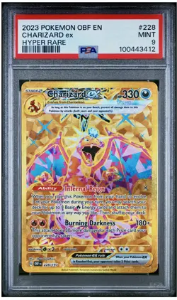 2023 Pokemon TCG Obsidian Flames EN Hyper Rare Charizard EX PSA 9 Mint - Image 1