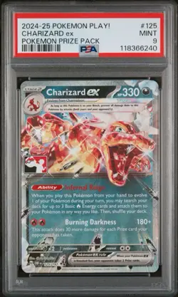 Charizard ex 125/197 Prize Pack Pokemon Play! 2024-25 PSA 9 MINT - Image 1