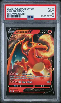 2023 POKEMON SWORD & SHIELD CROWN ZENITH #018 CHARIZARD V PSA 9 |English - Image 1