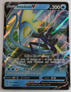 Pokemon 2020 Sword & Sheild Rebel Clash "INTELEON" V #049/192 Ultra Rare - Image 1