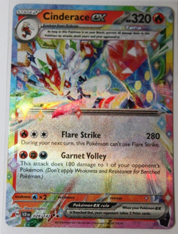 Pokemon 2024 Stellar Crown "Cinderace" ex 028/142 Holo Double Rare - Image 4