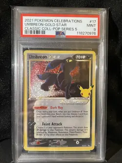 Pokemon TCG Umbreon Gold Star 17/17 Celebrations 25th Classic Collection PSA 9 - Image 1