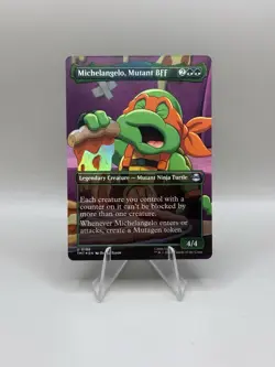 Michelangelo, Mutant BFF | 198 | Uncommon | Borderless Foil | TMNT | MTG - Image 1
