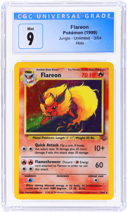1999 Pokemon Jungle Flareon Holo #3A CGC 9 - Image 1