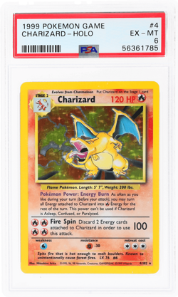 1999 Pokemon Base Set Charizard Holo #4 PSA 6 - Image 1