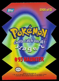 Pokemon Card - Topps Blue Logo Haunter #93 Die Cut - Image 2