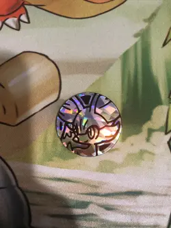 Pokemon Card Game TCG Fennekin Silver Cracked Ice Holo Plastic Coin - Image 1