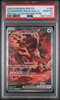 2025 POKEMON PRE EN-PRISMATIC EVOLUTIONS #168 BLOODMOON URSALUNA EX PSA 10 - Image 1