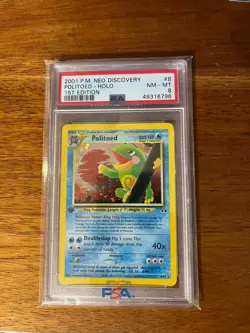 2001 Pokemon Neo Discovery 1st Edition Politoed Holo PSA 8 - Image 1