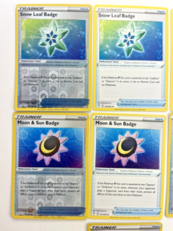 Pokemon Tcg Lot of 7 Sun & Moon Badge, Snow Leaf Badge Item Trainer Reverse Holo - Image 2