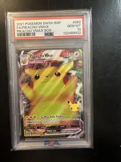 Pikachu VMax PSA 10 2021 Pokemon Sword & Shield Black Star Promos #SWSH062 - Image 1
