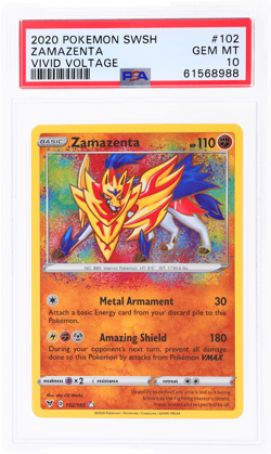 2020 Pokemon Sword and Shield Vivid Voltage Zamazenta #102 PSA 10 - Image 1