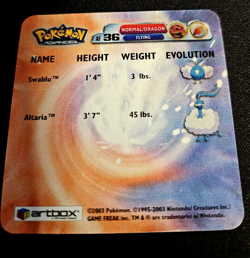 2003 Pokemon Advanced Artbox 3D Swablu Altaria #AF36 Lenticular Rare - Image 3