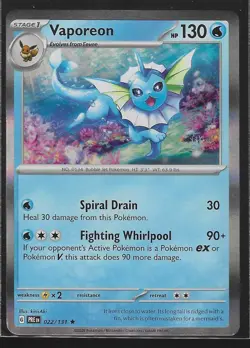 Vaporeon 22/131 Holo Scarlet And Violet Prismatic Evolutions Pokemon TCG NM - Image 1