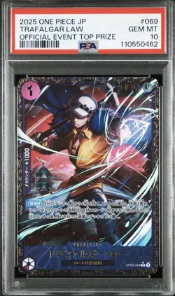2025 One Piece Trafalgar Law Event Top Prize Japanese OP09-069 PSA 10 - Image 1